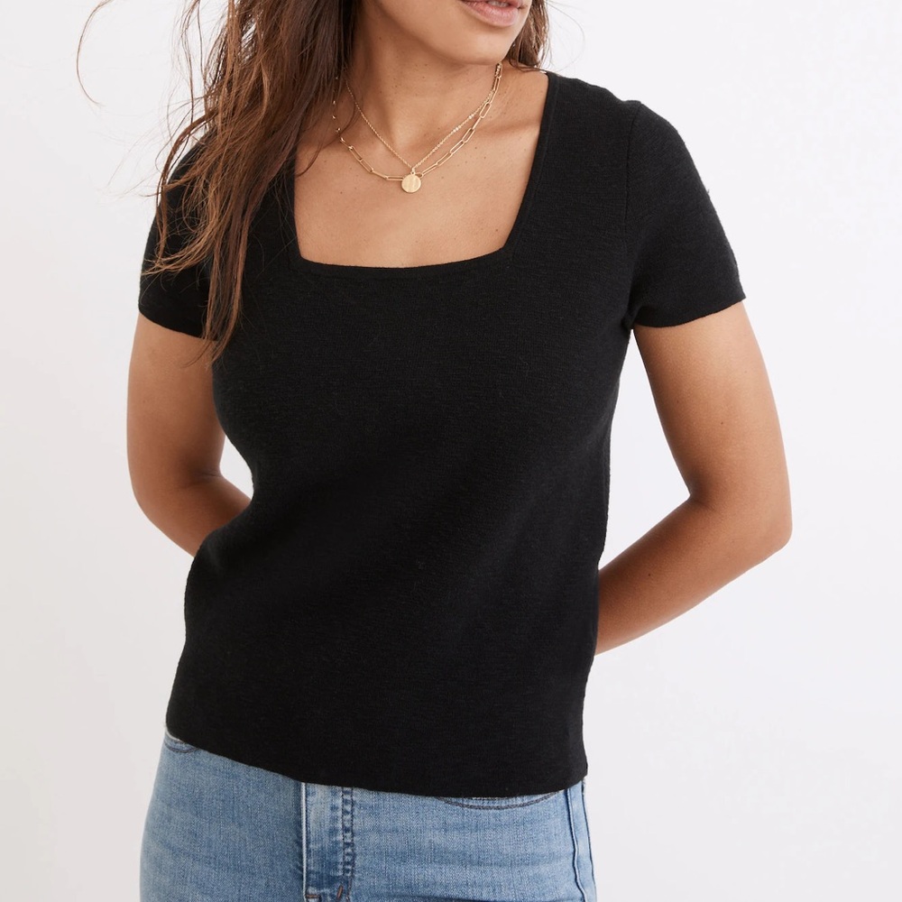 Madewell Black Square Neck Women's Top